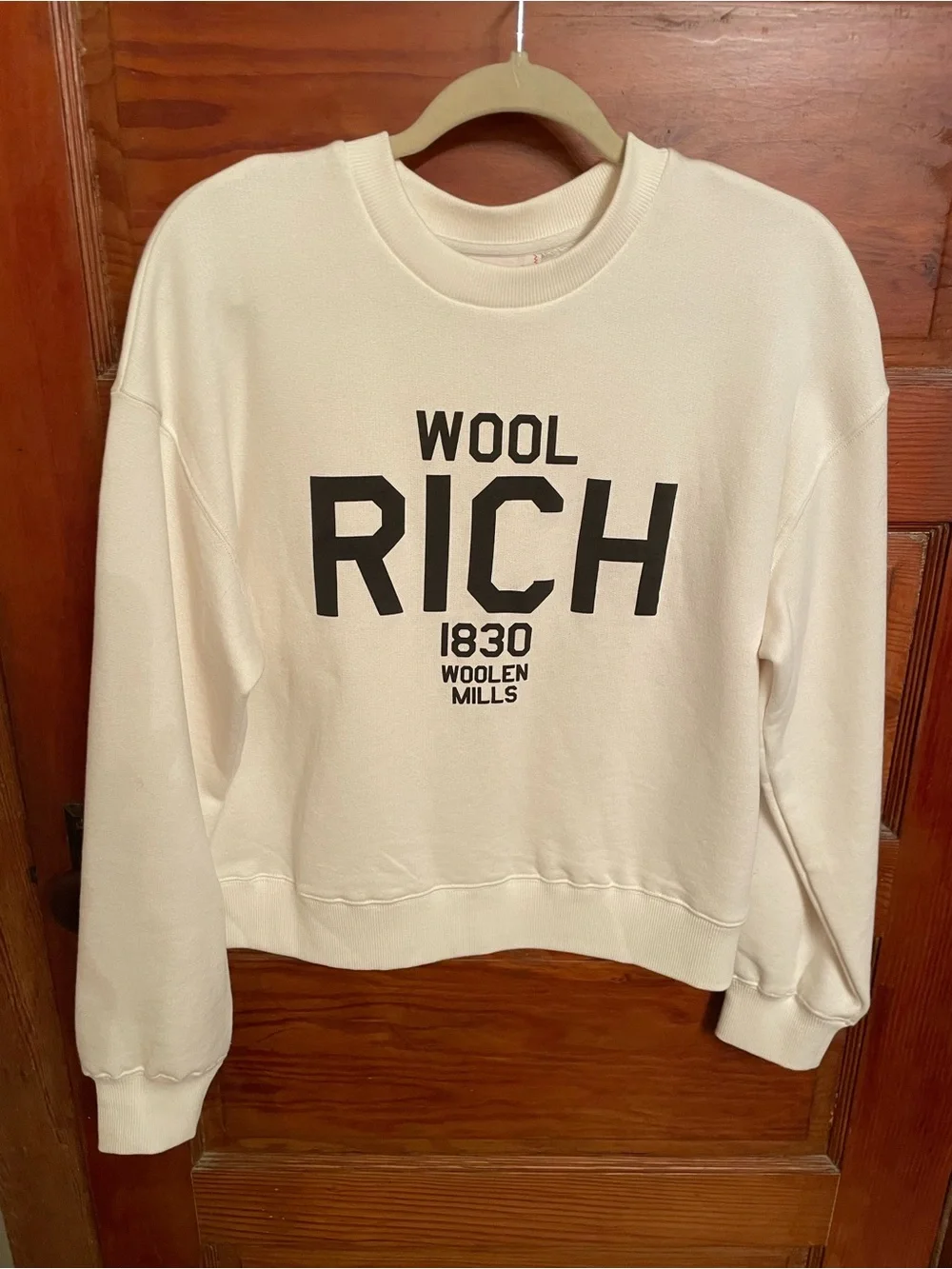 Woolrich Cream Crewneck Sweater with Black Logo